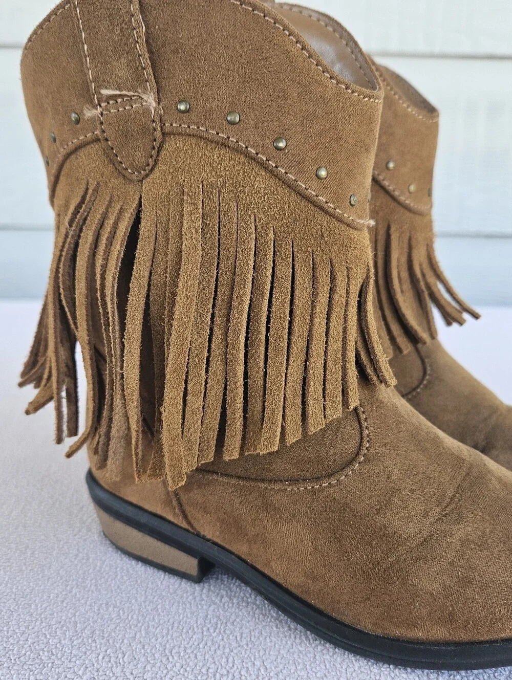 Cat & Jack Fringe Brown Boot Girl SZ 10 Half Zip Boho Western Country Rodeo